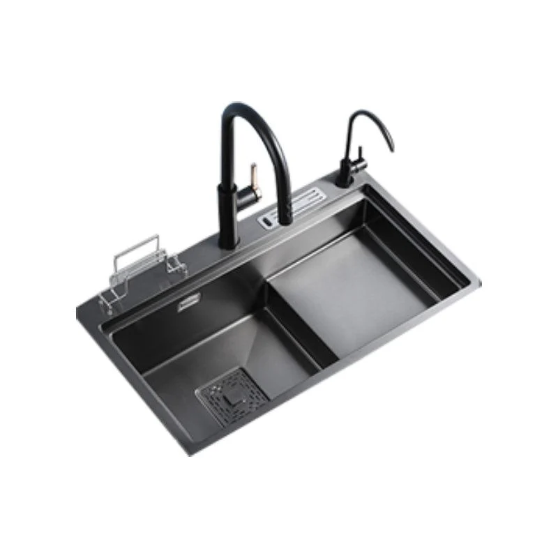 Stainless Steel Rectangle Sink 2 Holes Drop-In Kitchen Sink with Drain Assembly -Bathlova