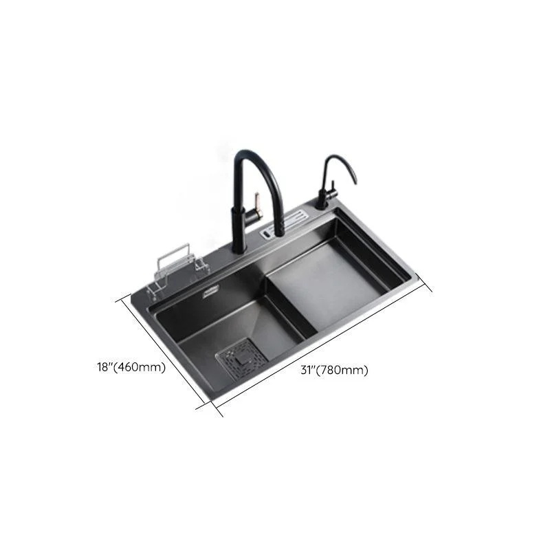 Stainless Steel Rectangle Sink 2 Holes Drop-In Kitchen Sink with Drain Assembly -Bathlova