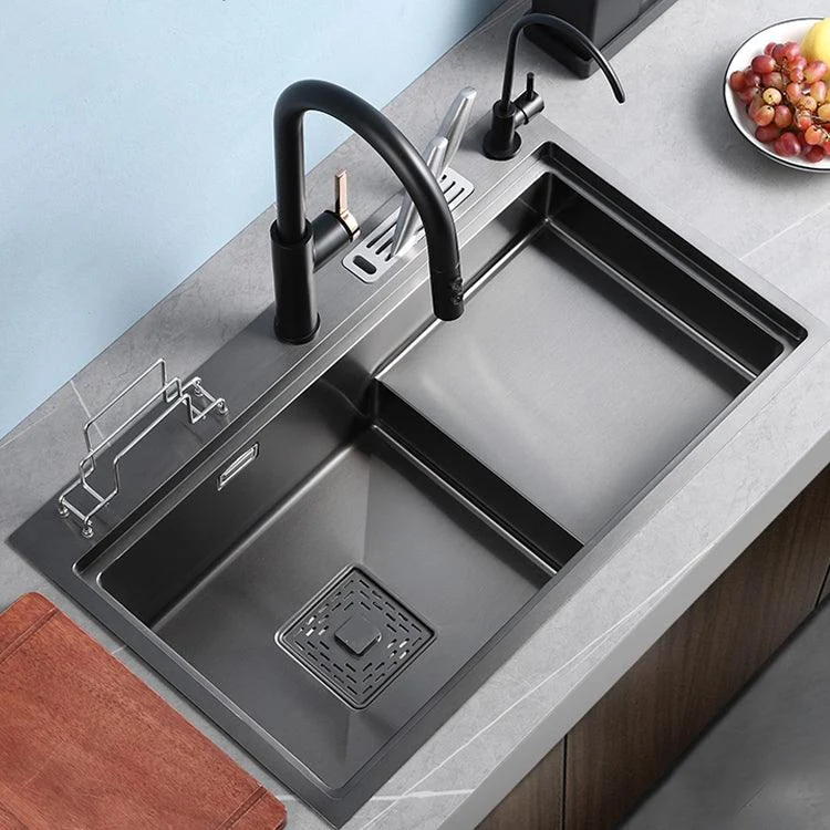 Stainless Steel Rectangle Sink 2 Holes Drop-In Kitchen Sink with Drain Assembly -Bathlova