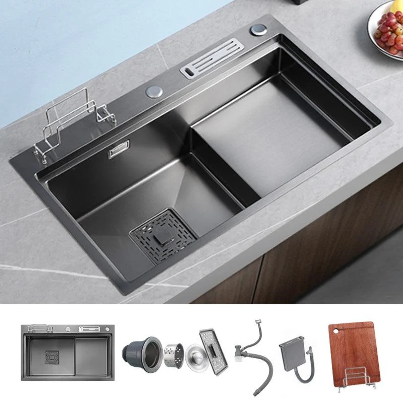 Stainless Steel Rectangle Sink 2 Holes Drop-In Kitchen Sink with Drain Assembly -Bathlova