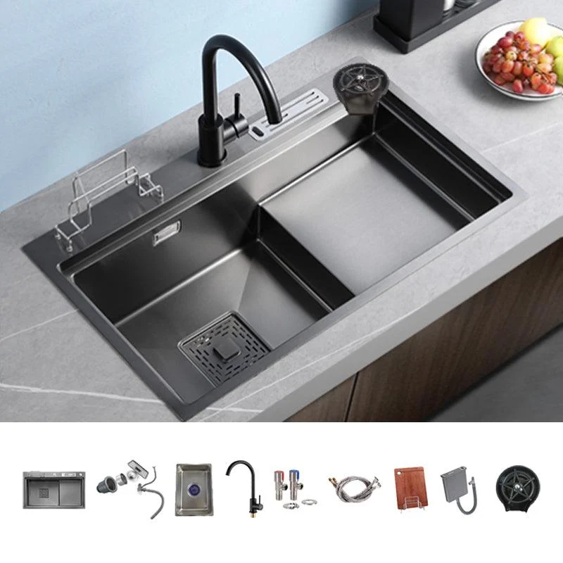 Stainless Steel Rectangle Sink 2 Holes Drop-In Kitchen Sink with Drain Assembly -Bathlova