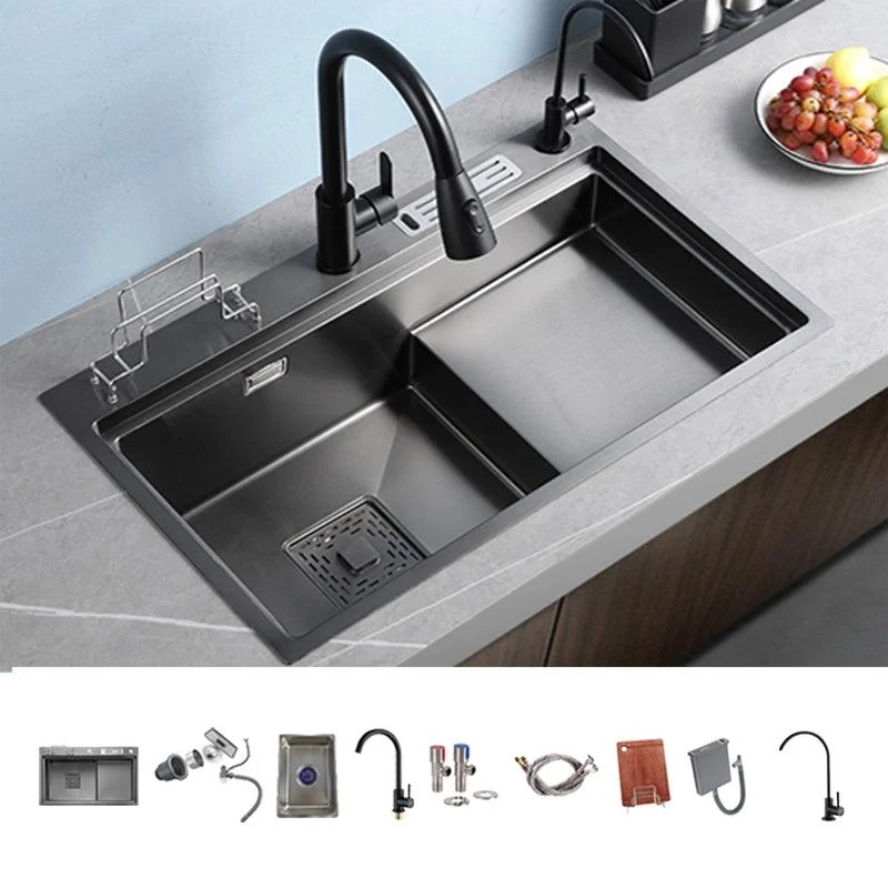 Stainless Steel Rectangle Sink 2 Holes Drop-In Kitchen Sink with Drain Assembly -Bathlova