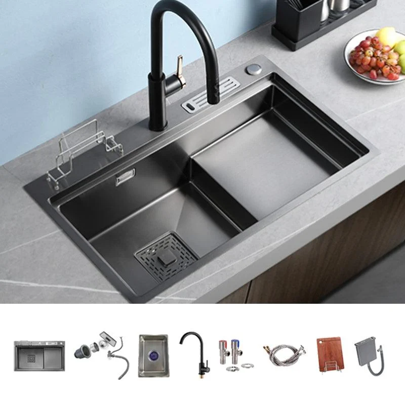 Stainless Steel Rectangle Sink 2 Holes Drop-In Kitchen Sink with Drain Assembly -Bathlova