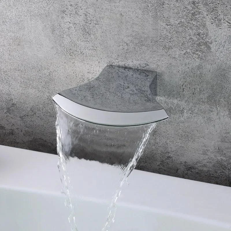 Stainless Steel Round-Flat Wall-Mounted Waterfall Bathtub Tap in Polished Chrome -Bathlova