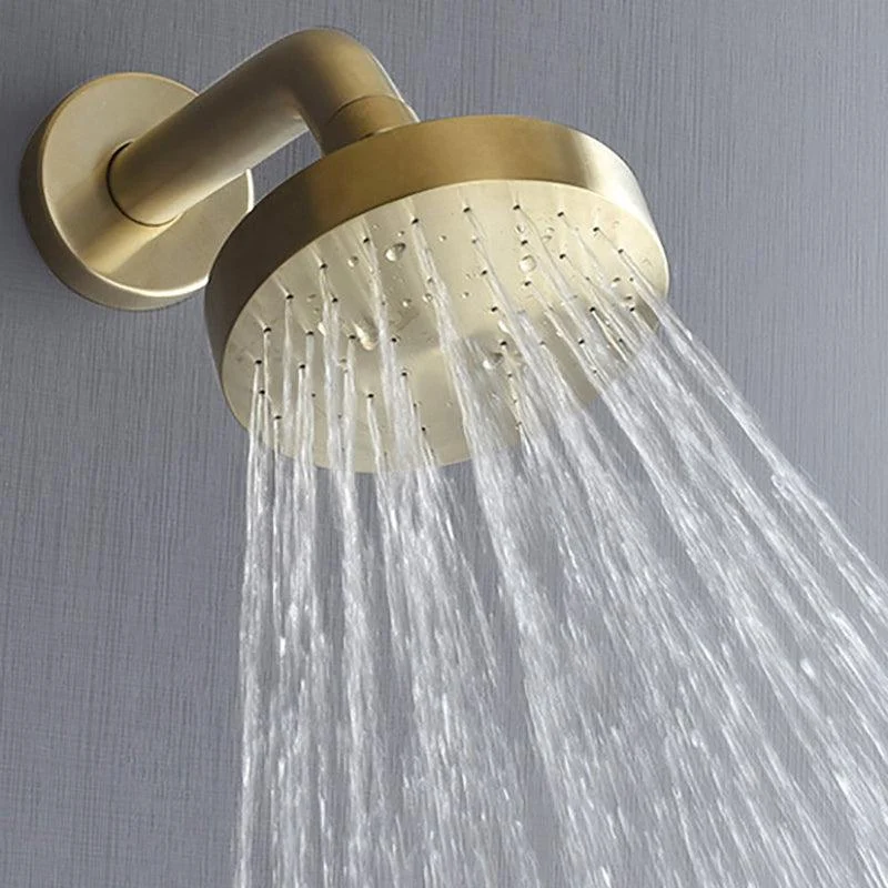 Stainless Steel Shower Combo Round Fixed Shower Head with Shower Arm -Bathlova