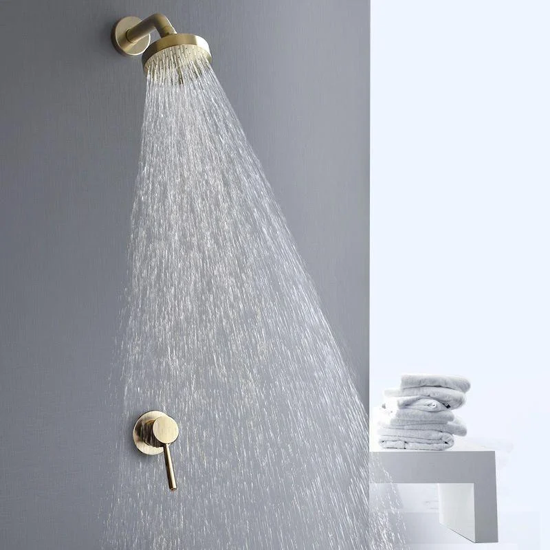 Stainless Steel Shower Combo Round Fixed Shower Head with Shower Arm -Bathlova