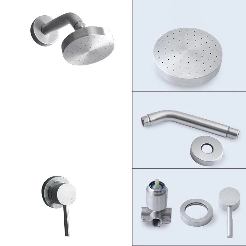 Stainless Steel Shower Combo Round Fixed Shower Head with Shower Arm -Bathlova