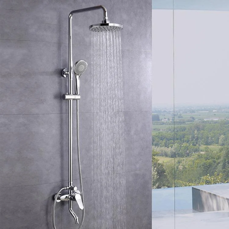 Stainless Steel Shower System Wall Mounted Round Lever Handle Shower System with Riser -Bathlova