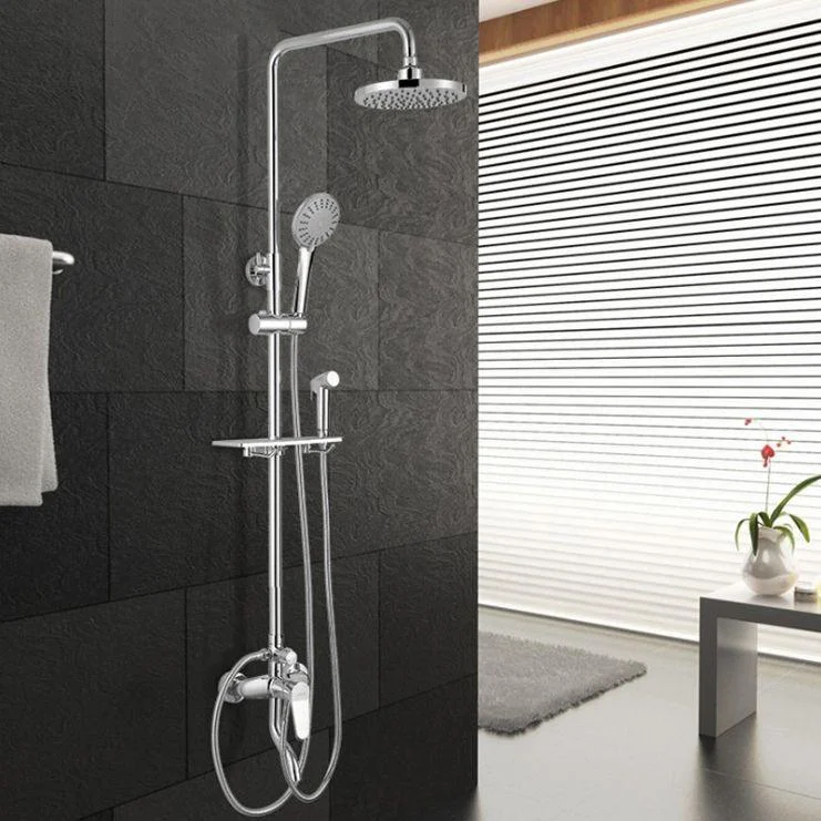 Stainless Steel Shower System Wall Mounted Round Lever Handle Shower System with Riser -Bathlova