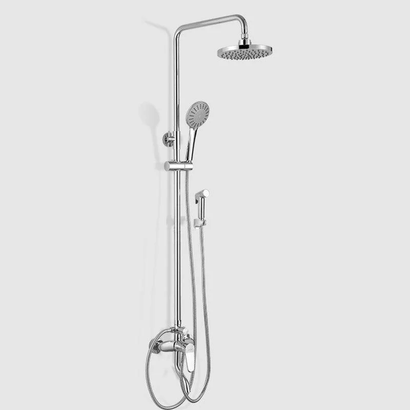 Stainless Steel Shower System Wall Mounted Round Lever Handle Shower System with Riser -Bathlova