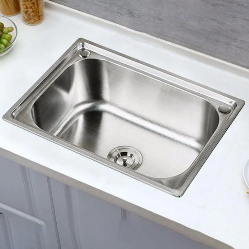 Stainless Steel Sink Drop-In Single Bowl Kitchen Sink with Basket Strainer -Bathlova