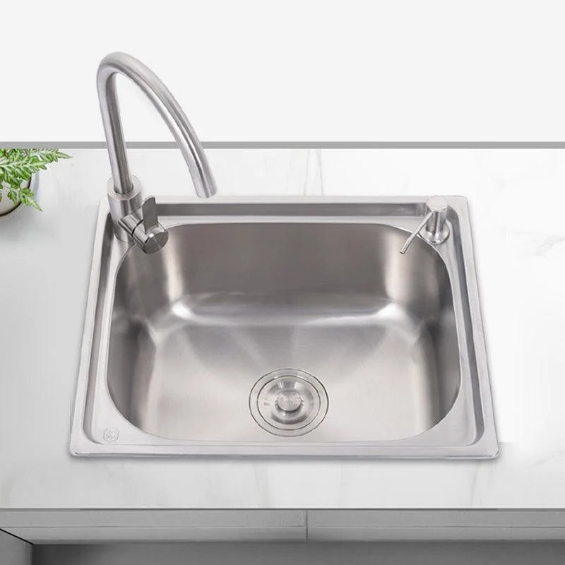 Stainless Steel Sink Drop-In Single Bowl Kitchen Sink with Basket Strainer -Bathlova