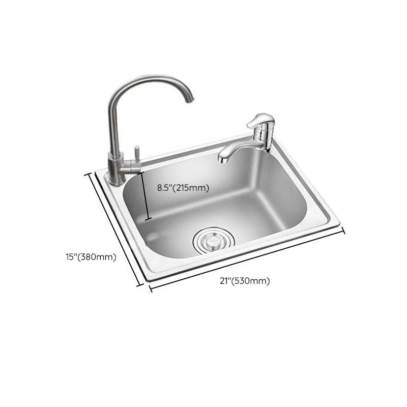 Stainless Steel Sink Drop-In Single Bowl Kitchen Sink with Basket Strainer -Bathlova