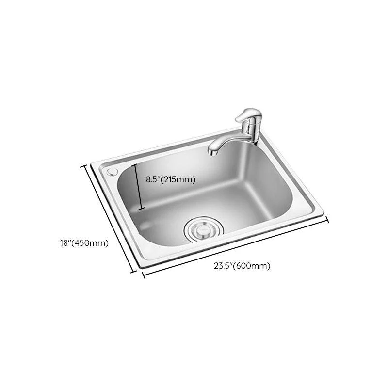 Stainless Steel Sink Drop-In Single Bowl Kitchen Sink with Basket Strainer -Bathlova