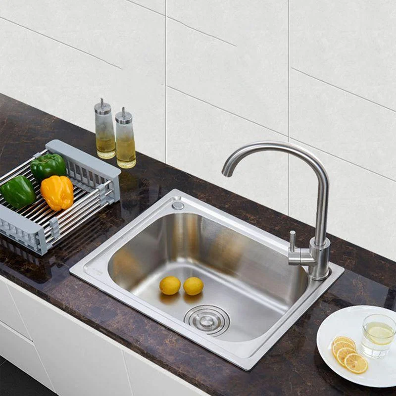 Stainless Steel Sink Drop-In Single Bowl Kitchen Sink with Basket Strainer -Bathlova