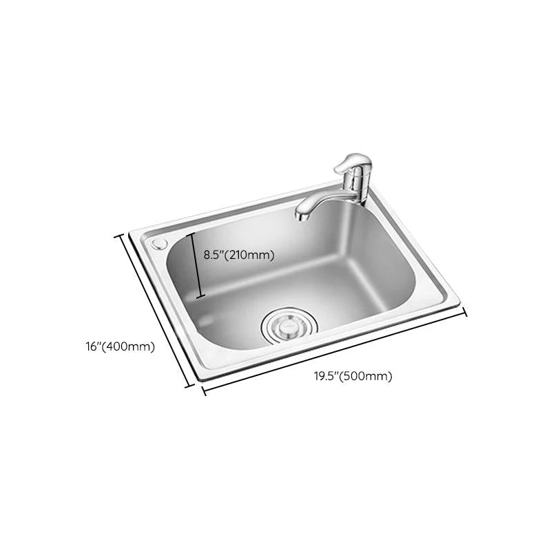 Stainless Steel Sink Drop-In Single Bowl Kitchen Sink with Basket Strainer -Bathlova