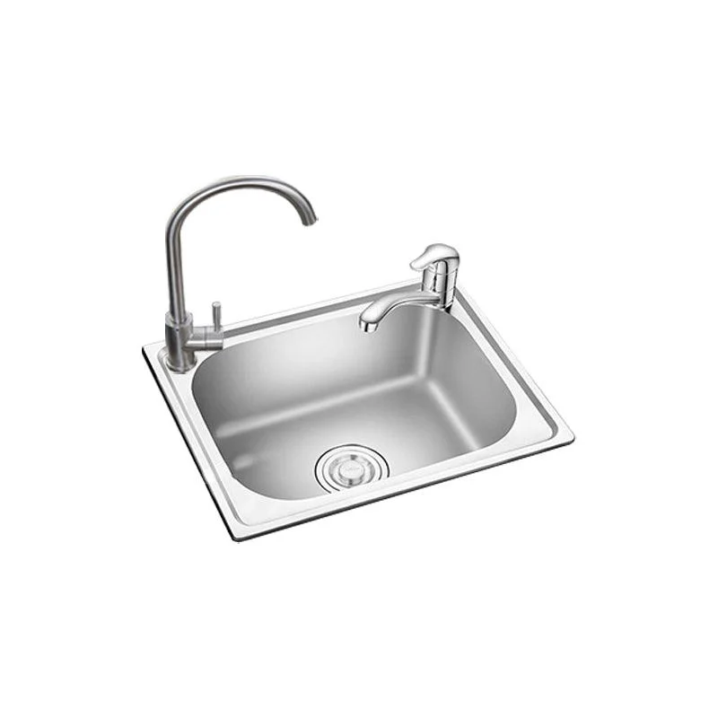 Stainless Steel Sink Drop-In Single Bowl Kitchen Sink with Basket Strainer -Bathlova