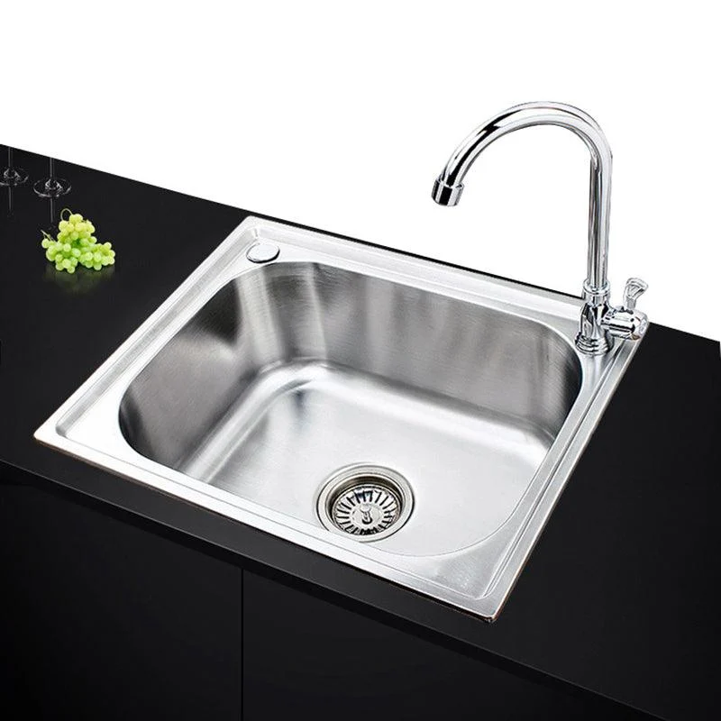 Stainless Steel Sink Drop-In Single Bowl Kitchen Sink with Basket Strainer -Bathlova