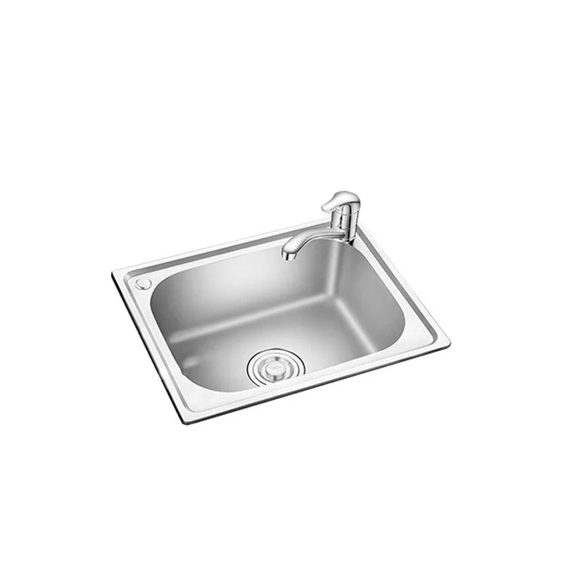 Stainless Steel Sink Drop-In Single Bowl Kitchen Sink with Basket Strainer -Bathlova