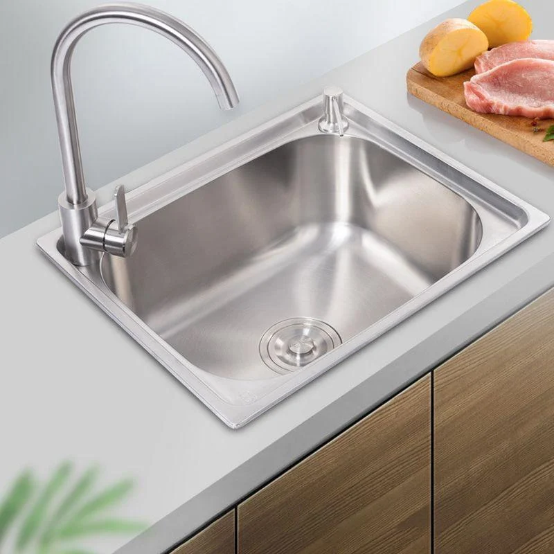 Stainless Steel Sink Drop-In Single Bowl Kitchen Sink with Basket Strainer -Bathlova