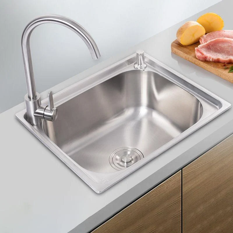 Stainless Steel Sink Drop-In Single Bowl Kitchen Sink with Basket Strainer -Bathlova