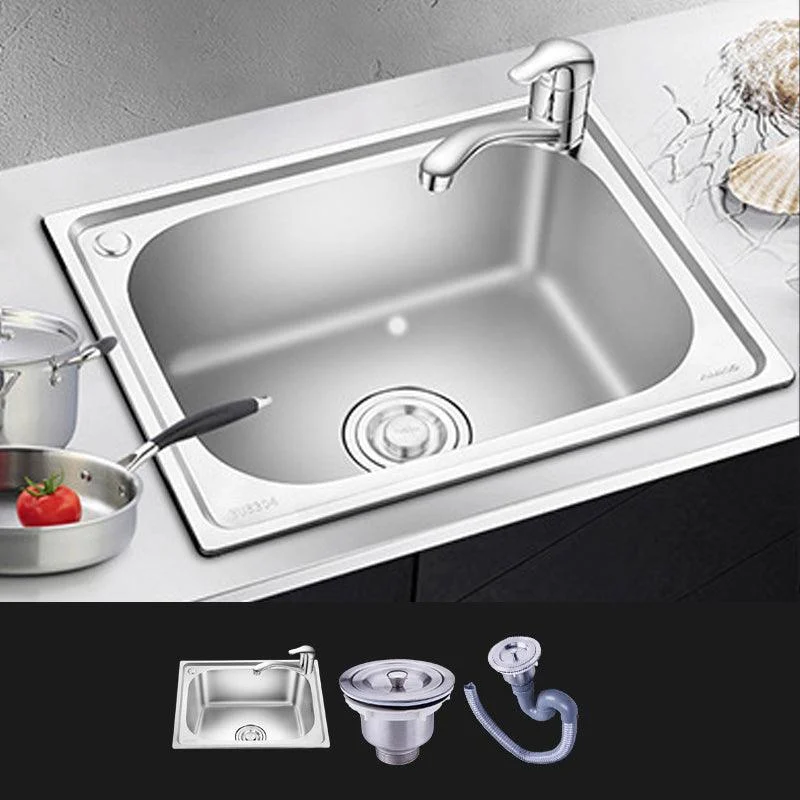 Stainless Steel Sink Drop-In Single Bowl Kitchen Sink with Basket Strainer -Bathlova