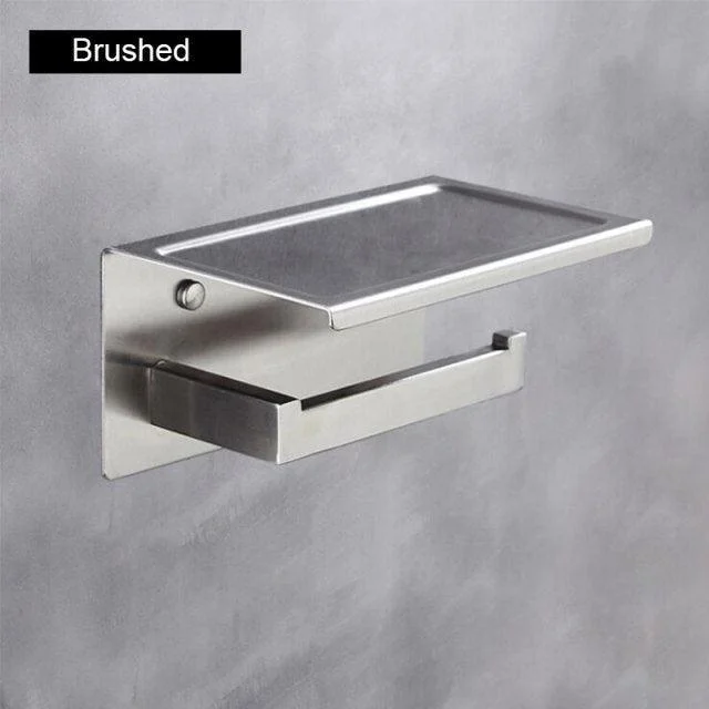 Stainless Steel Toilet Paper Holder with Phone Shelf Toilet Paper Roll -Bathlova