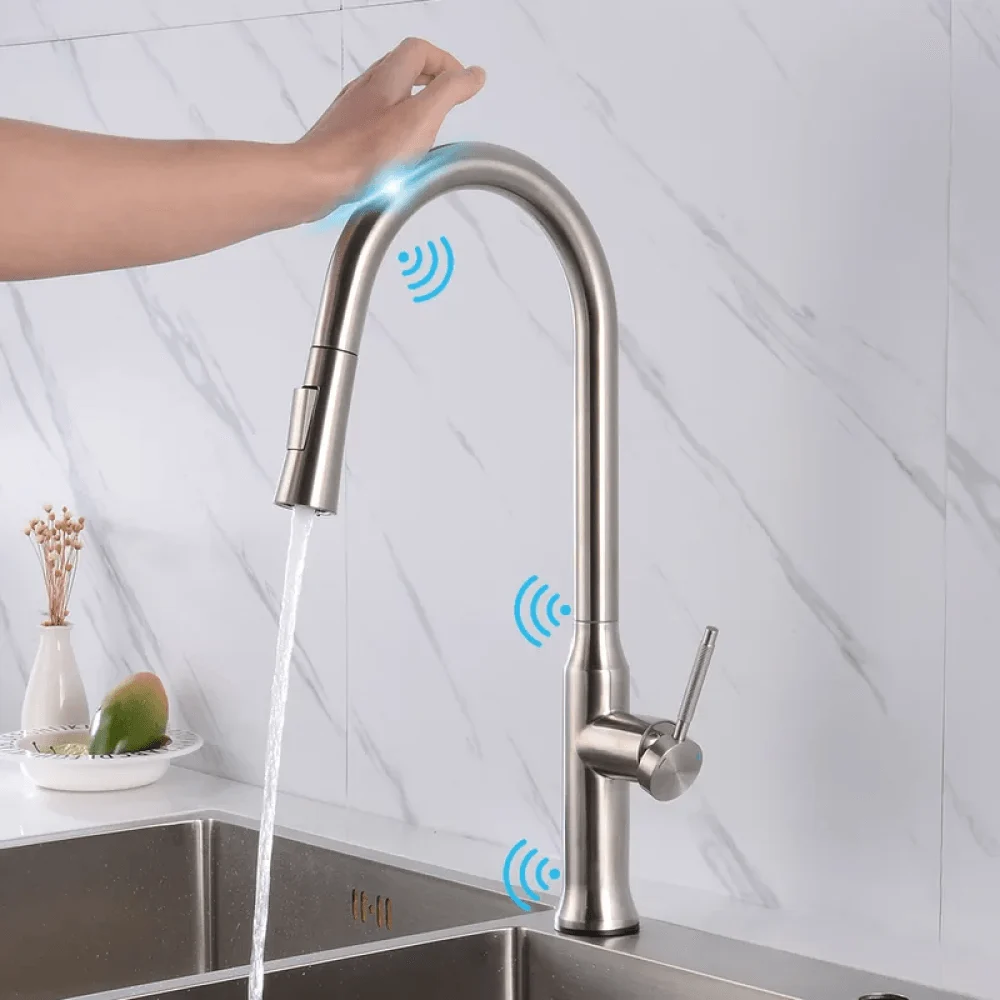 Stainless Steel Touch Kitchen Tap with Pull Down Sprayer -Bathlova