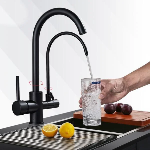 Stainless Steel Two Spouts Rotatable Kitchen Tap With Purifier In 3 Colors -Bathlova