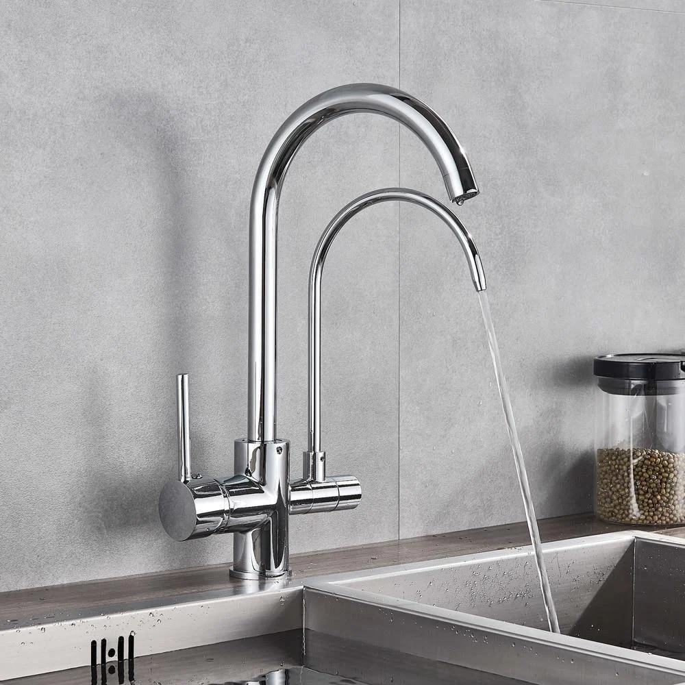 Stainless Steel Two Spouts Rotatable Kitchen Tap With Purifier In 3 Colors -Bathlova