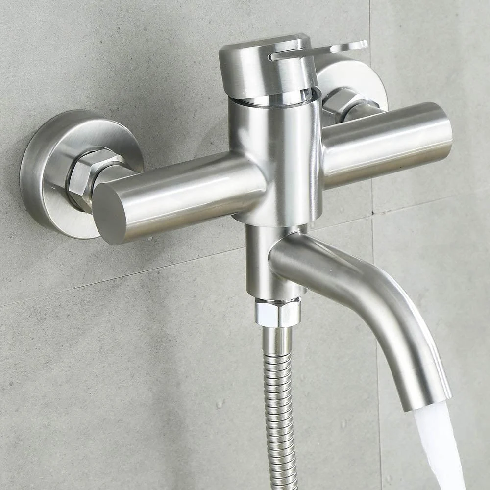 Stainless Steel Wall Mount Water Mixer Triple Valve Long Nozzle Tap -Bathlova