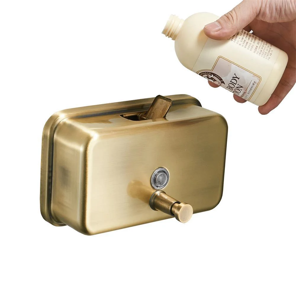 Stainless Steel Wall-mounted Golden Manual Liquid Soap Dispenser Shampoo -Bathlova