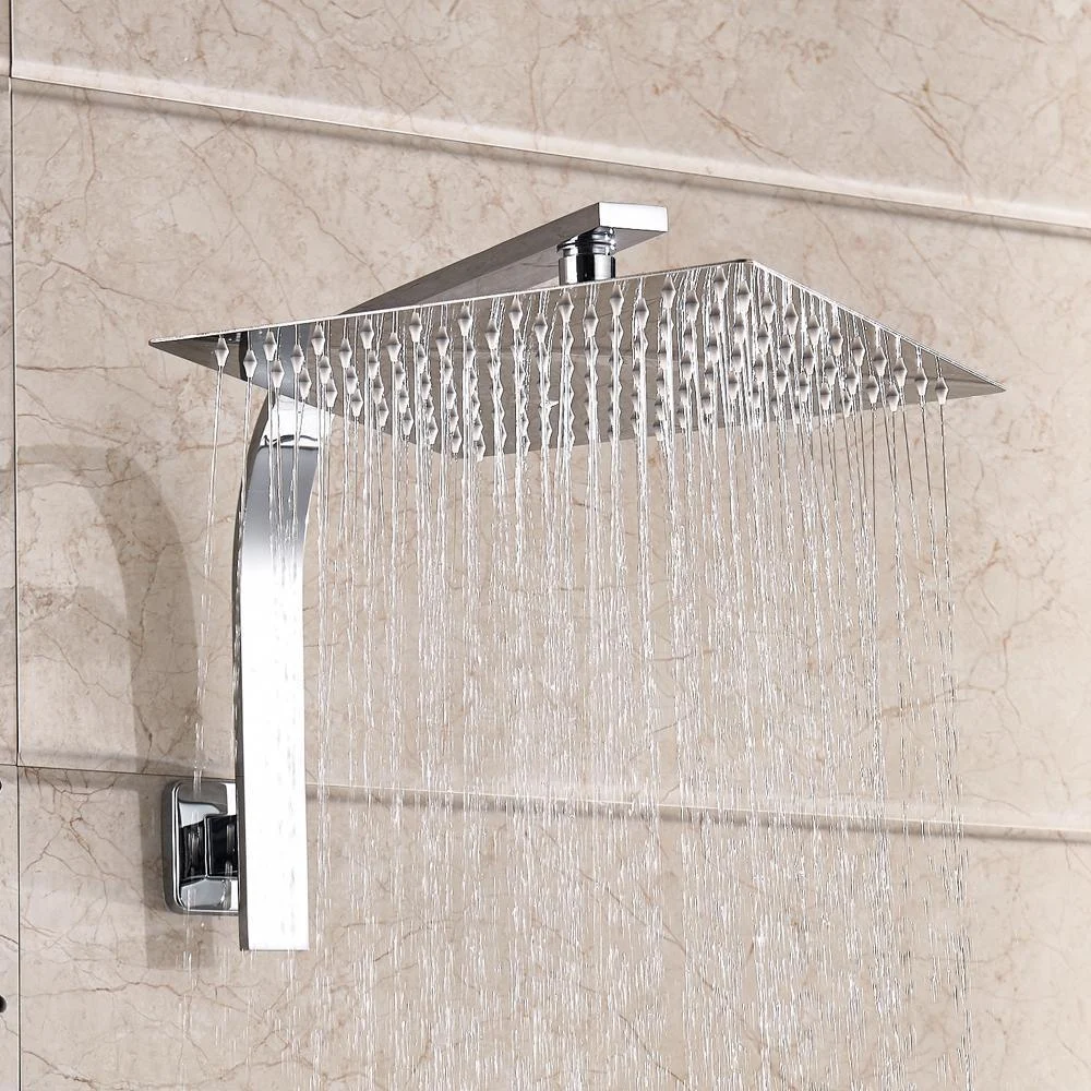 Stainless Steel Wall Mounted Shower Head and Holder Pipe In Chrome -Bathlova