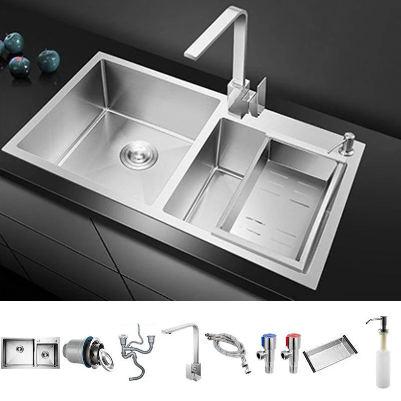 Stainless Steel Workstation Sink Dual Mount Modern Kitchen Bar Sink -Bathlova