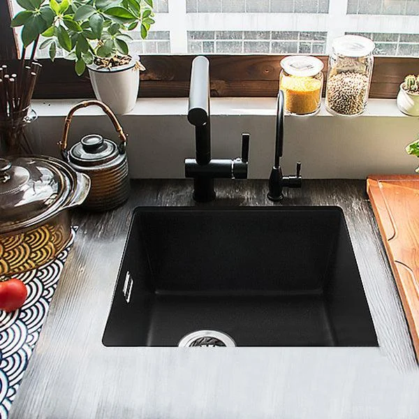 Stone Farmhouse Kitchen Sink Single Bowl Drop-In Sink with Basket Strainer -Bathlova