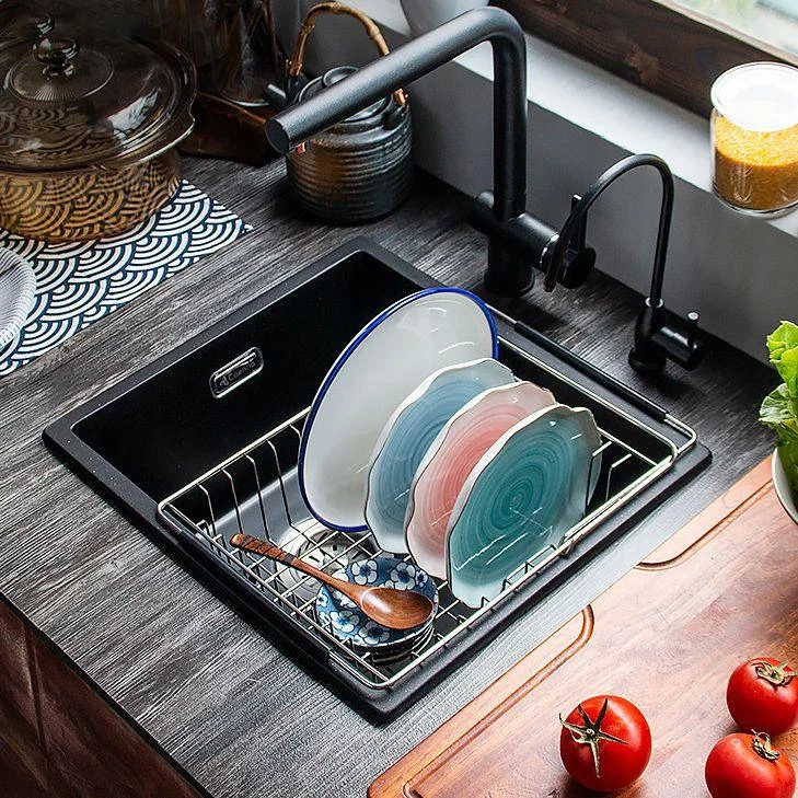 Stone Farmhouse Kitchen Sink Single Bowl Drop-In Sink with Basket Strainer -Bathlova