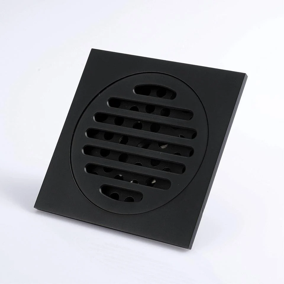 Stripe Brass Matte Black Square Floor Drain -Bathlova