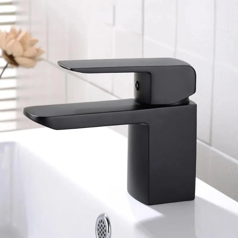 Stylish Single Hole Matte Black Bathroom Sink Tap -Bathlova