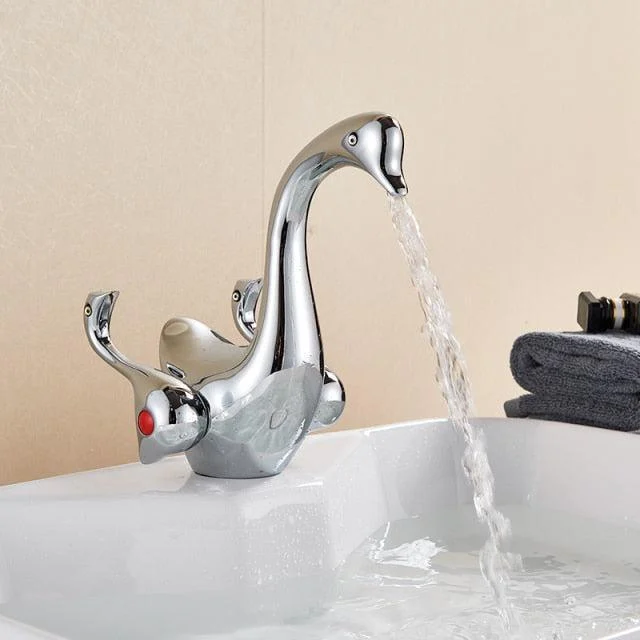 Swan Basin Tap Basin Tap Bathroom Taps Dual Hand Water Mixer -Bathlova