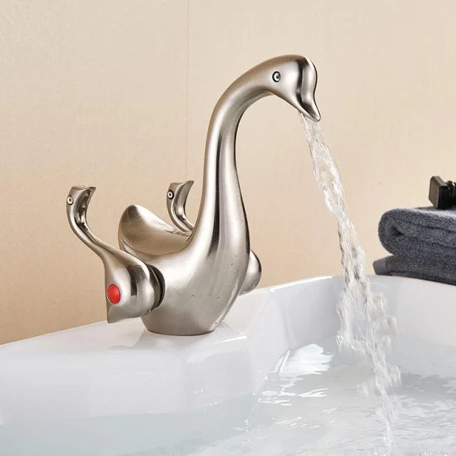 Swan Basin Tap Basin Tap Bathroom Taps Dual Hand Water Mixer -Bathlova