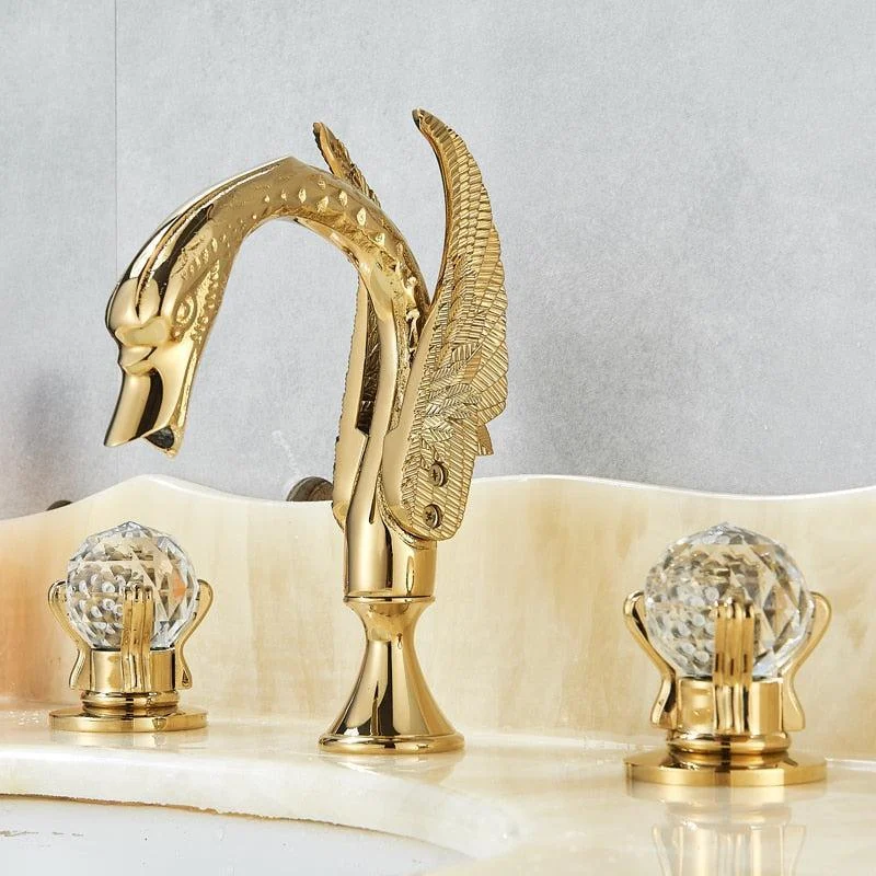 Swan Basin Tap Luxury Deck Mounted Dual Crystal Handle Mixer Tap -Bathlova