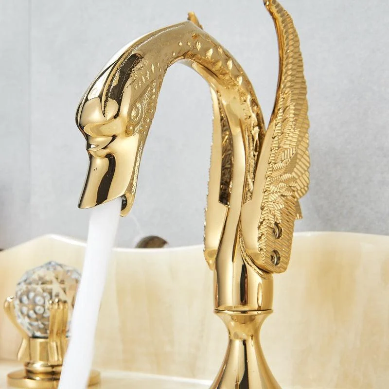 Swan Basin Tap Luxury Deck Mounted Dual Crystal Handle Mixer Tap -Bathlova