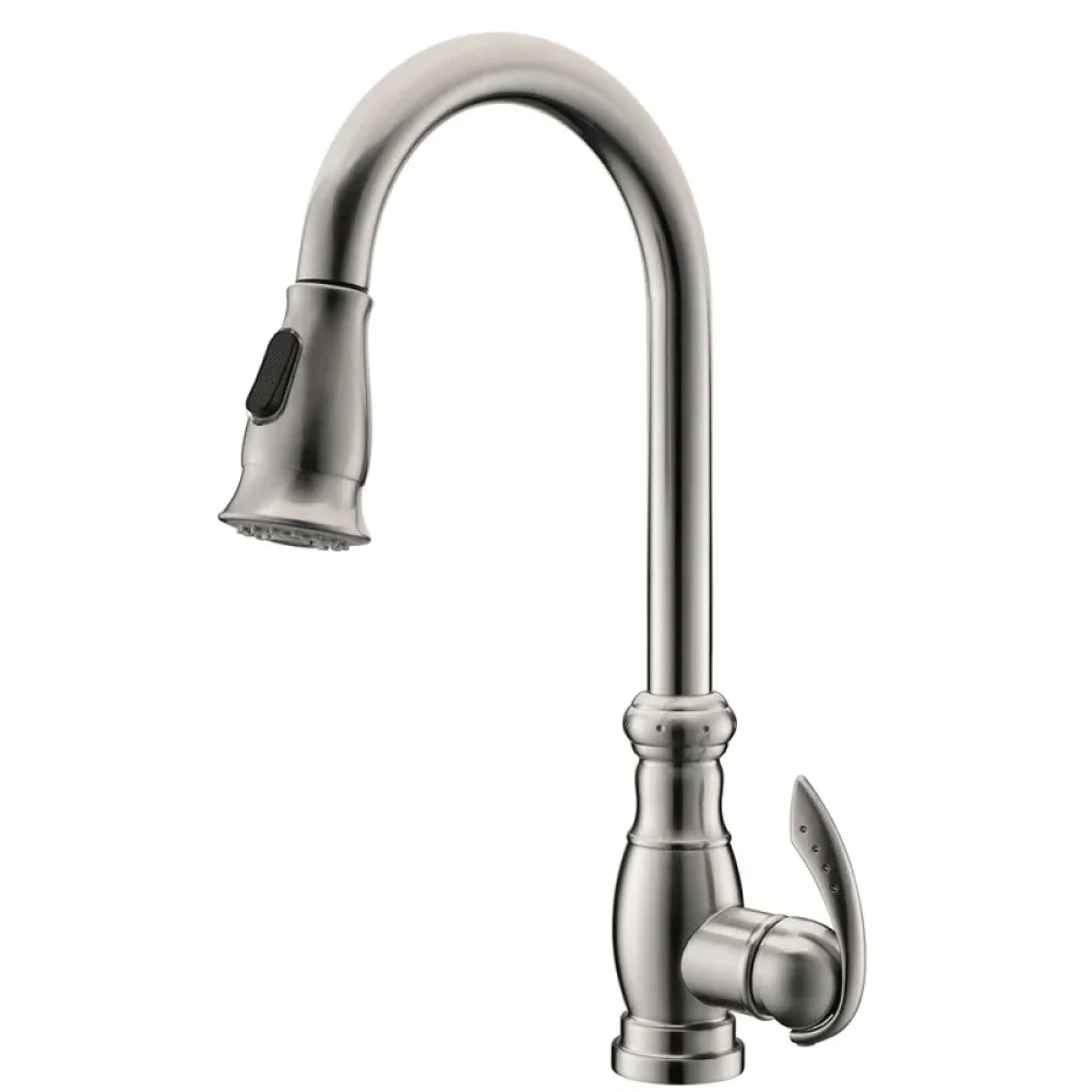 Swan Neck Pull-out Spray Kitchen Tap with Single Handle -Bathlova