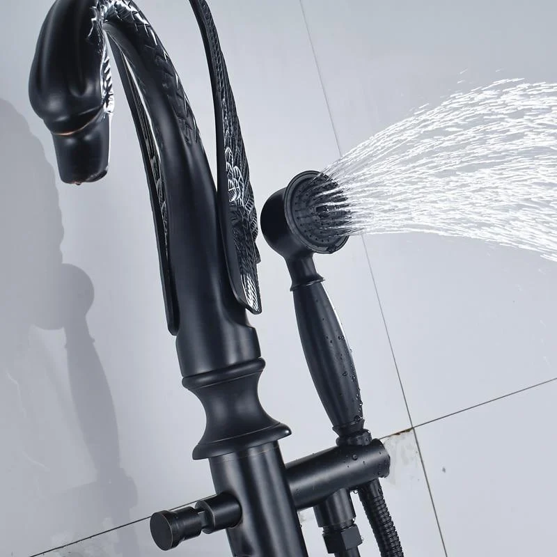 Swan Shape Standing Bathroom Bathtub Tap with Single Handheld Shower Handle -Bathlova