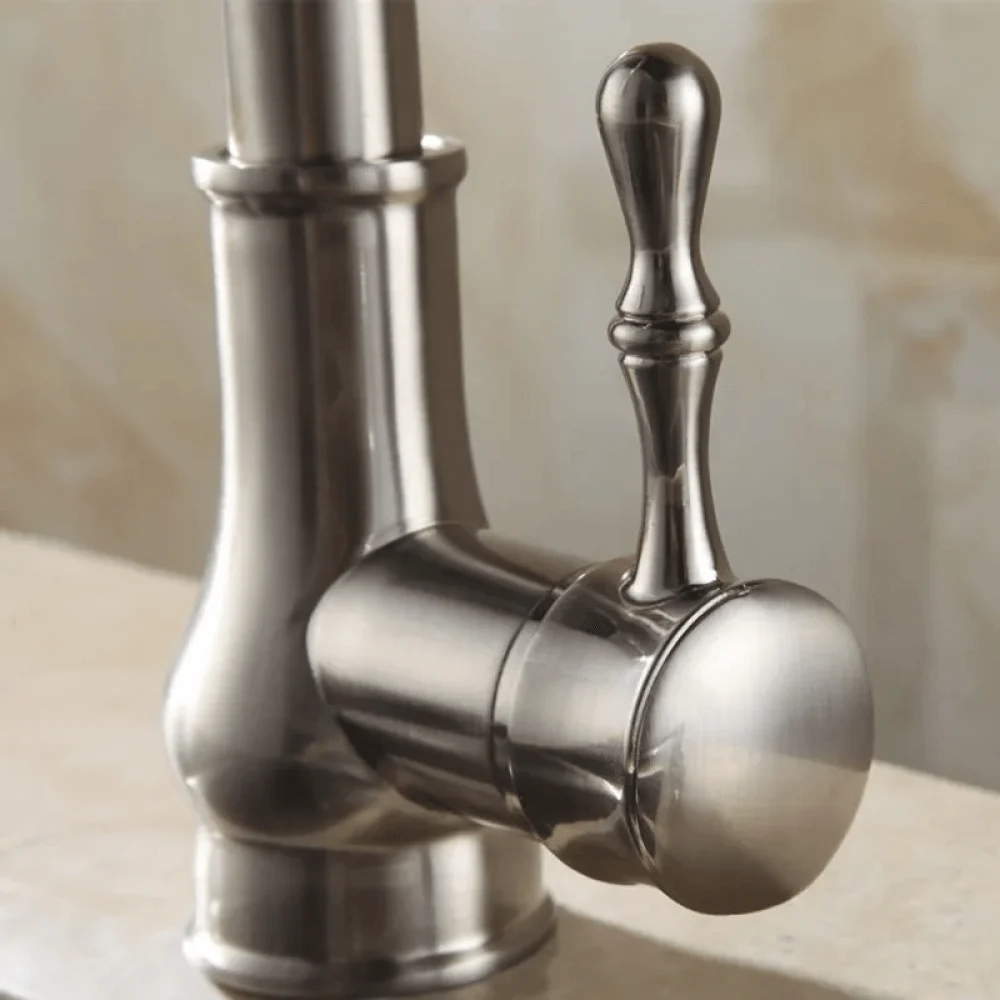 Swirling Spout Pullout Spray Kitchen Tap in Brushed Nickel -Bathlova