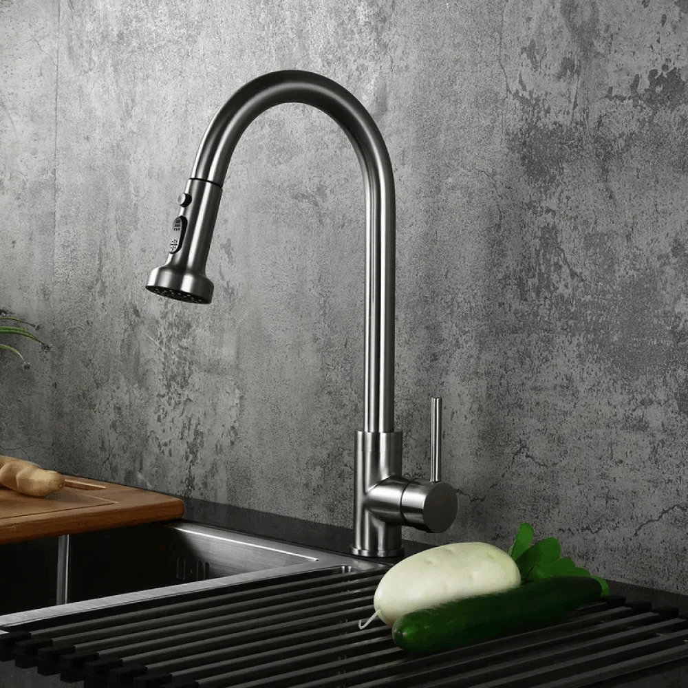 Swivel 3-Function Spray-head Kitchen Tap with Deck Plate -Bathlova