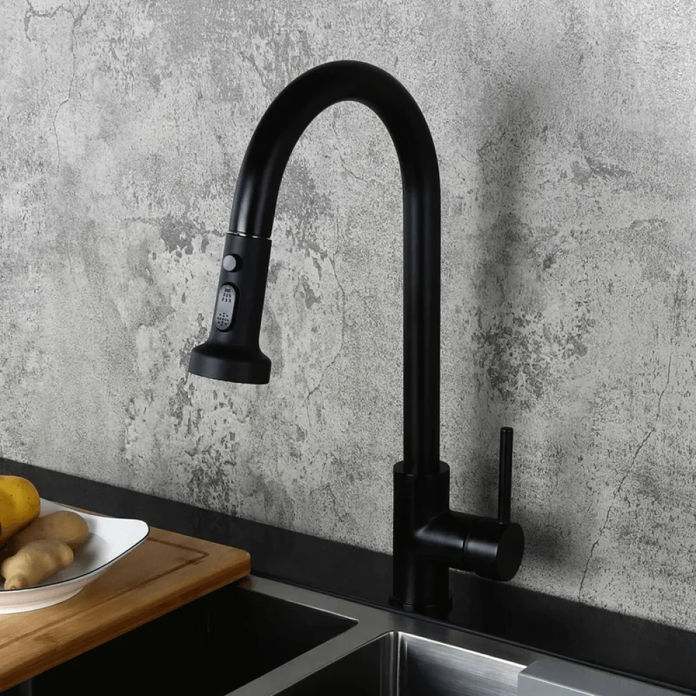 Swivel 3-Function Spray-head Kitchen Tap with Deck Plate -Bathlova