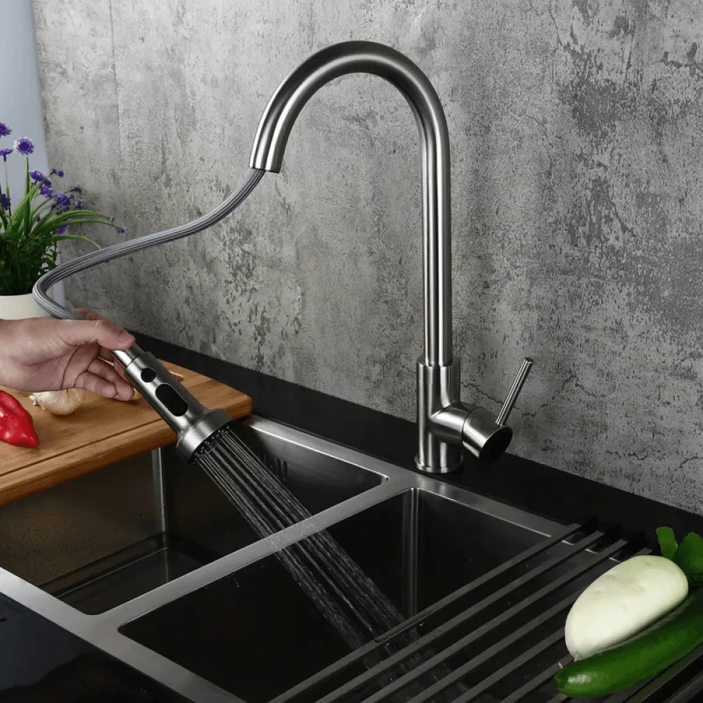 Swivel 3-Function Spray-head Kitchen Tap with Deck Plate -Bathlova