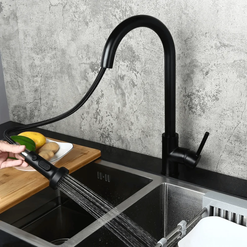 Swivel 3-Function Spray-head Kitchen Tap with Deck Plate -Bathlova