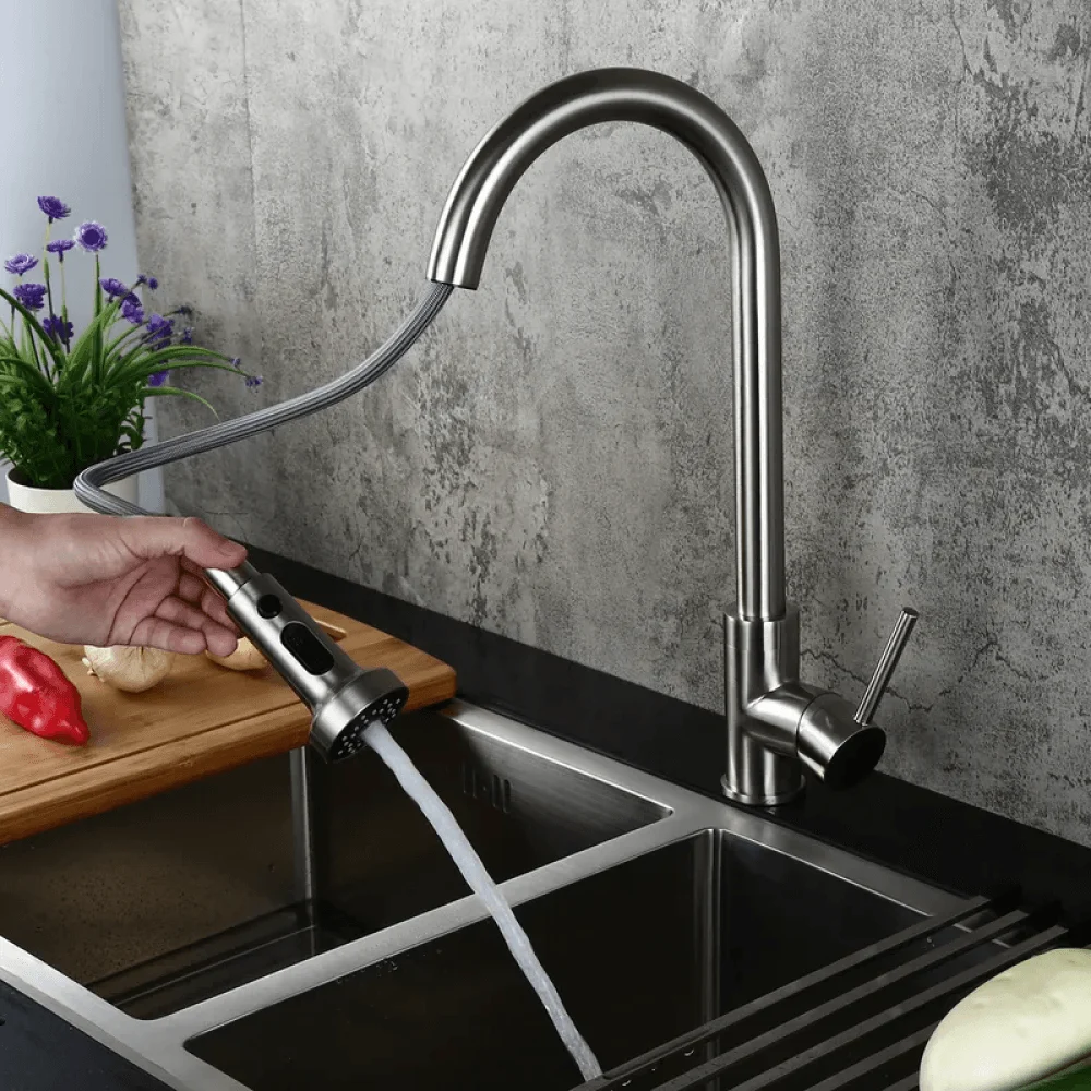 Swivel 3-Function Spray-head Kitchen Tap with Deck Plate -Bathlova